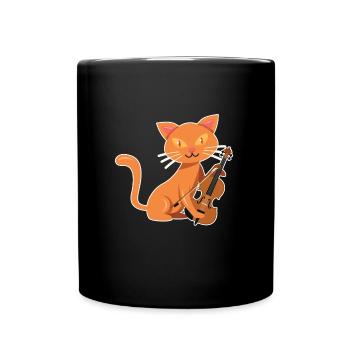 Musicien avec chat je joue du violon - Mug uni - noir - Devant