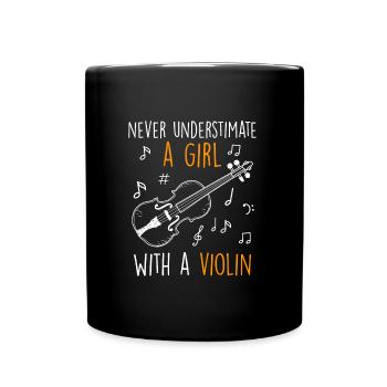 Don't underestimate a girl with a violin - Full Colour Mug - black - Front