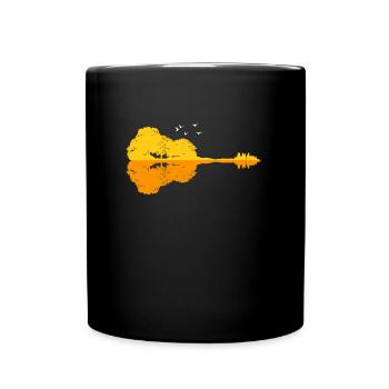 Lagerfeuer Natur Pfadfinder am See Gitarre - Tasse einfarbig - Schwarz - Vorne