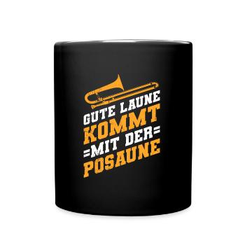L’humeur vient avec le trombone - Mug uni - noir - Devant