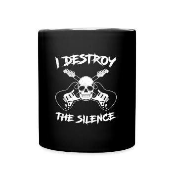 Rock I destroy the silence I play guitar - Full Colour Mug - black - Front