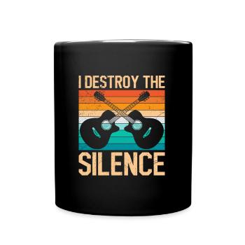 I destroy the silence I play guitar - Full Colour Mug - black - Front