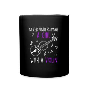 Don't underestimate a girl with a violin - Full Colour Mug - black - Front