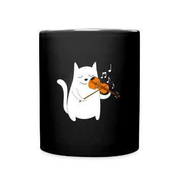 Musicien avec chat je joue du violon - Mug uni - noir - Devant