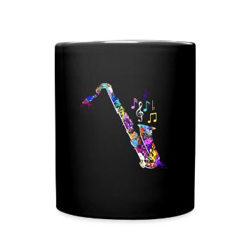 Jazz Band Orchester Ich spiele Saxophon - Tasse einfarbig - Schwarz - Vorne