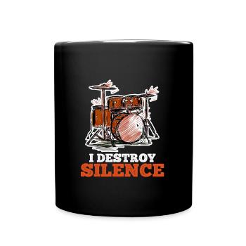 Ich zerstöre Stille mit meinem Schlagzeug - Tasse einfarbig - Schwarz - Vorne