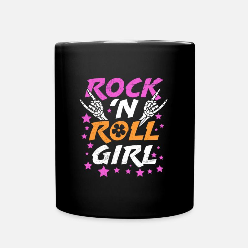 Ich bin ein Rock Mädchen Rock n Roll - Tasse einfarbig - Schwarz