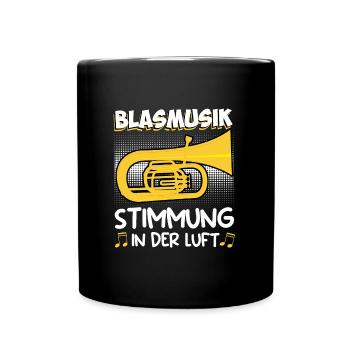Tuba Trompete Stimmung in der Luft Blasmusik - Tasse einfarbig - Schwarz - Vorne