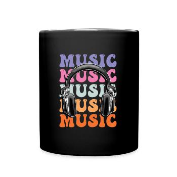 Musik Kopfhörer Disko Club DJ Festival - Tasse einfarbig - Schwarz - Vorne