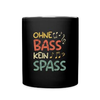 Musik Band ohne Bass kein Spaß Noten - Tasse einfarbig - Schwarz - Vorne