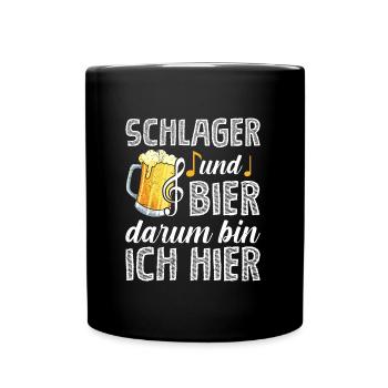 Musik Konzert Darum bin ich hier Bier und Schlager - Tasse einfarbig - Schwarz - Vorne