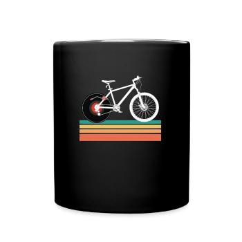 Fahrrad Reifen Vinyl DJ Schallplatte genug Vinyl - Tasse einfarbig - Schwarz - Vorne