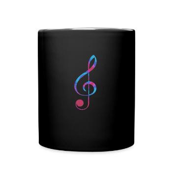 Notenschlüssel ich liebe Musik Noten - Tasse einfarbig - Schwarz - Vorne