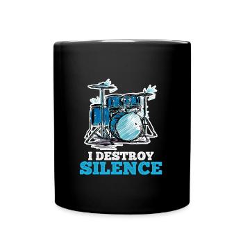 Ich zerstöre Stille mit meinem Schlagzeug - Tasse einfarbig - Schwarz - Vorne