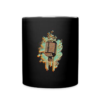 I love music microphone singing notes - Full Colour Mug - black - Front