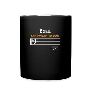 Bassschlüssel Bass ist kein Problem für mich Noten - Tasse einfarbig - Schwarz - Vorne