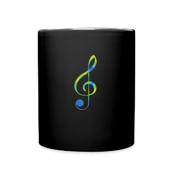 Notenschlüssel ich liebe Musik Noten - Tasse einfarbig - Schwarz - Vorne