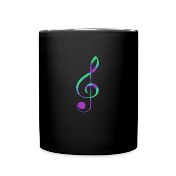 Notenschlüssel ich liebe Musik Noten - Tasse einfarbig - Schwarz - Vorne