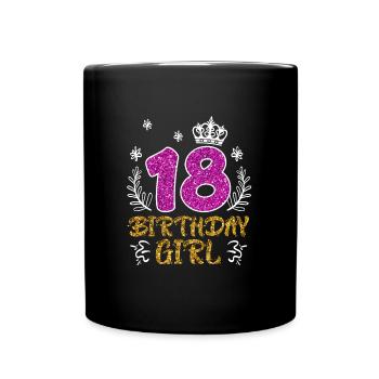 18 years girl 18th birthday - Full Colour Mug - black - Front