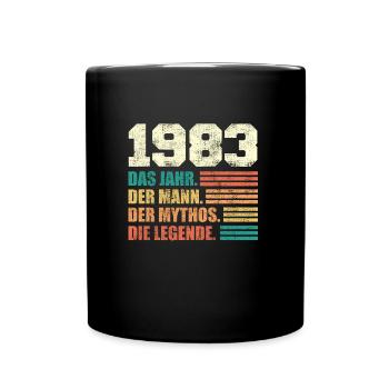 Jahrgang 1983 40 Jahre 40. Geburtstag - Tasse einfarbig - Schwarz - Vorne
