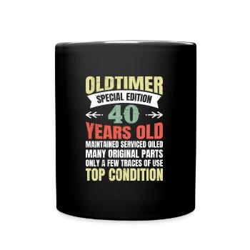 Oldtimer 40 Jahre alt 40. Geburtstag Herren - Tasse einfarbig - Schwarz - Vorne