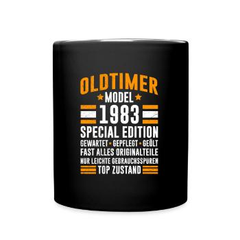 1983 Oldtimer alle Teile original 40 Jahre - Tasse einfarbig - Schwarz - Vorne