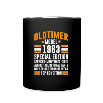 Oldtimer Modell 1963 60 Jahre 60. Geburtstag - Tasse einfarbig - Schwarz - Vorne