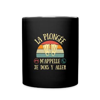 la plongée m'appelle humour plongeur homme cadeau - Mug uni - noir - Devant