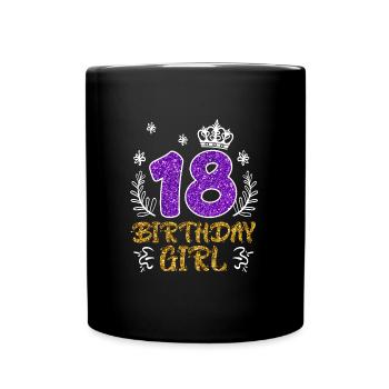 18 years girl 18th birthday - Full Colour Mug - black - Front