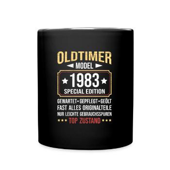 1983 Oldtimer alle Teile original 40 Jahre - Tasse einfarbig - Schwarz - Vorne