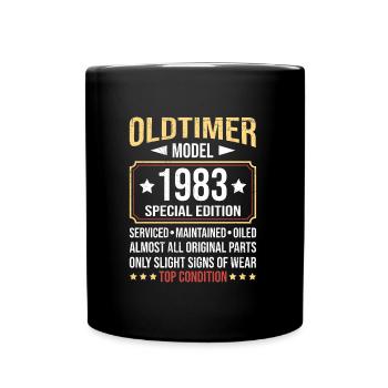 1983 Oldtimer alle Teile original 40 Jahre - Tasse einfarbig - Schwarz - Vorne