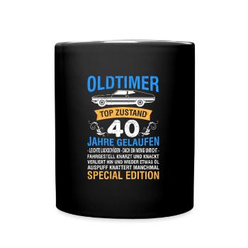 Oldtimer 40 Jahre alt 40. Geburtstag Herren - Tasse einfarbig - Schwarz - Vorne