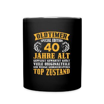 Oldtimer 40 Jahre alt 40. Geburtstag Herren - Tasse einfarbig - Schwarz - Vorne