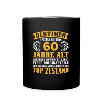 Oldtimer 60 Jahre alt 60. Geburtstag - Tasse einfarbig - Schwarz - Vorne