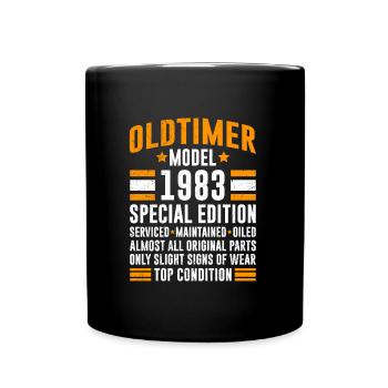 1983 Oldtimer alle Teile original 40 Jahre - Tasse einfarbig - Schwarz - Vorne