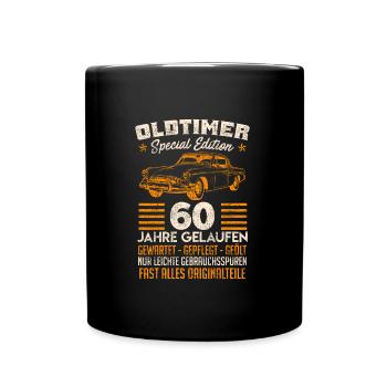 Oldtimer 60 Jahre gelaufen 60. Geburtstag - Tasse einfarbig - Schwarz - Vorne