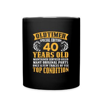 Oldtimer 40 Jahre alt 40. Geburtstag Herren - Tasse einfarbig - Schwarz - Vorne