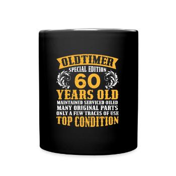 Voiture classique 60 ans 60e anniversaire - Mug uni - noir - Devant