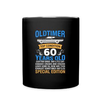 Oldtimer 60 Jahre alt 60. Geburtstag - Tasse einfarbig - Schwarz - Vorne