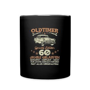 Oldtimer 60 Jahre gelaufen 60. Geburtstag - Tasse einfarbig - Schwarz - Vorne