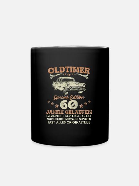 Oldtimer 60 Jahre gelaufen 60. Geburtstag - Tasse einfarbig - Schwarz