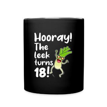Hurray the leek turns 18 - Full Colour Mug - black - Front