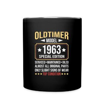 Oldtimer Modell 1963 60 Jahre 60. Geburtstag - Tasse einfarbig - Schwarz - Vorne