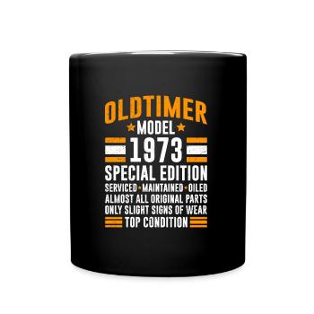 Oldtimer 1973 alle Teile original 50. Geburtstag - Tasse einfarbig - Schwarz - Vorne