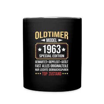 Oldtimer Modell 1963 60 Jahre 60. Geburtstag - Tasse einfarbig - Schwarz - Vorne