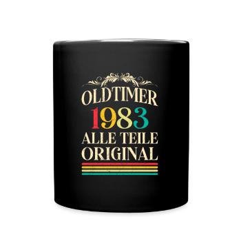 1983 Oldtimer alle Teile original 40 Jahre - Tasse einfarbig - Schwarz - Vorne