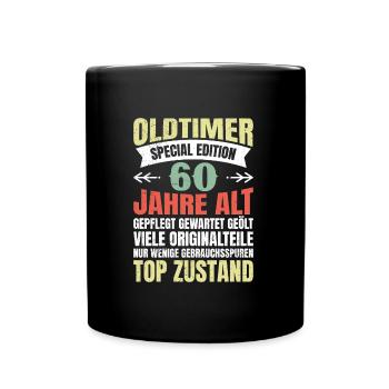 Oldtimer 60 Jahre alt 60. Geburtstag - Tasse einfarbig - Schwarz - Vorne
