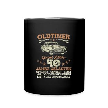 Oldtimer 40 Jahre gelaufen 40. Geburtstag Männer - Tasse einfarbig - Schwarz - Vorne