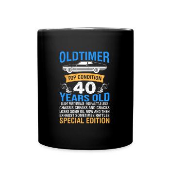 Oldtimer 40 Jahre alt 40. Geburtstag Herren - Tasse einfarbig - Schwarz - Vorne