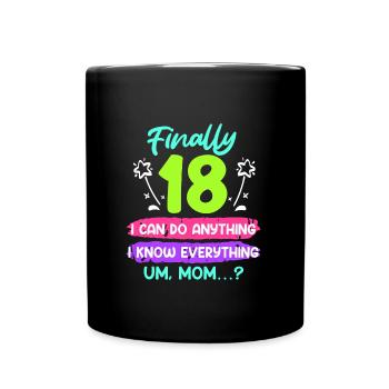 Enfin 18 ans 18ème anniversaire - Mug uni - noir - Devant